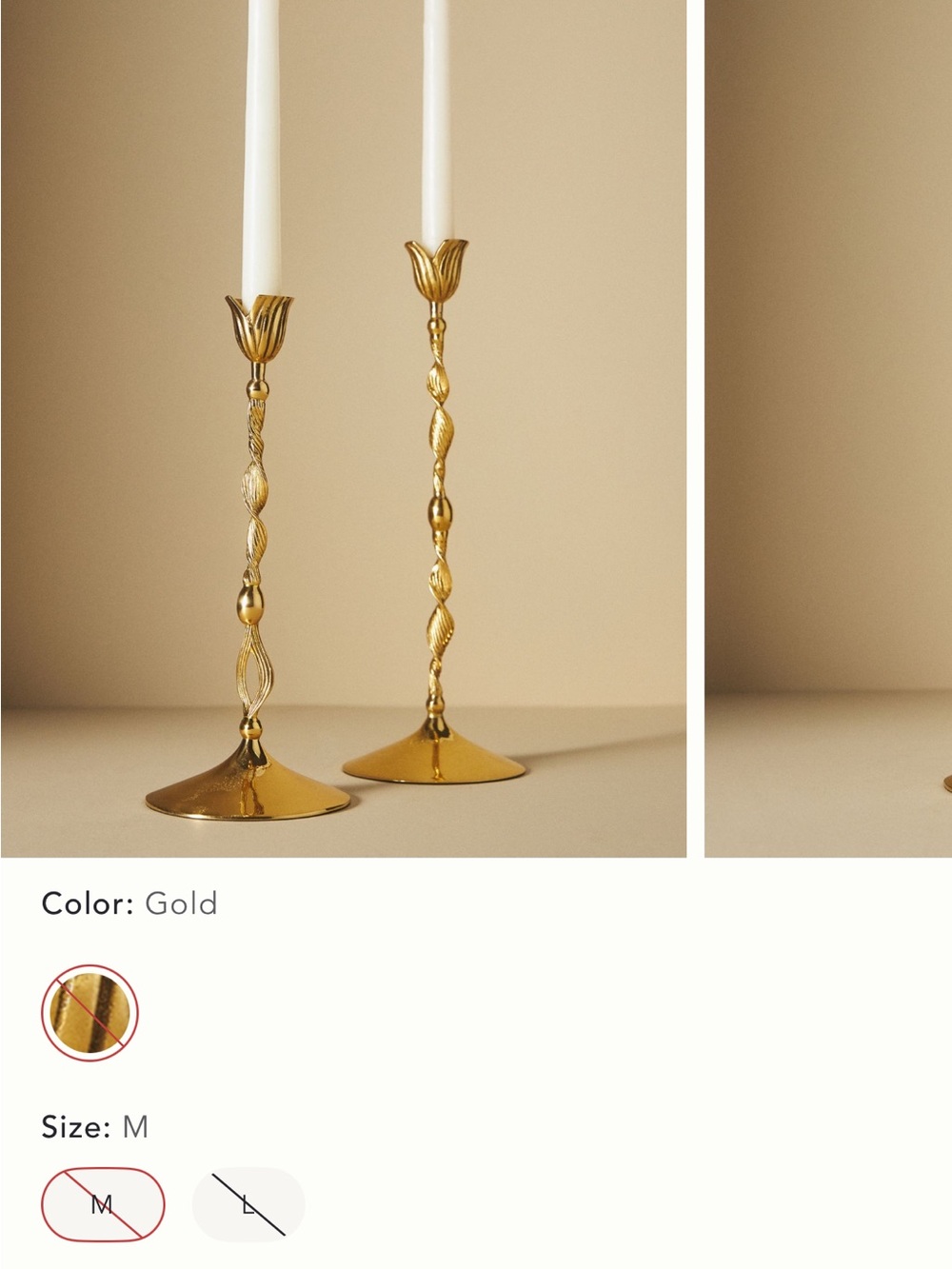 Anthropologie Rialto Taper Candle Holder Brass Candlestick Holder